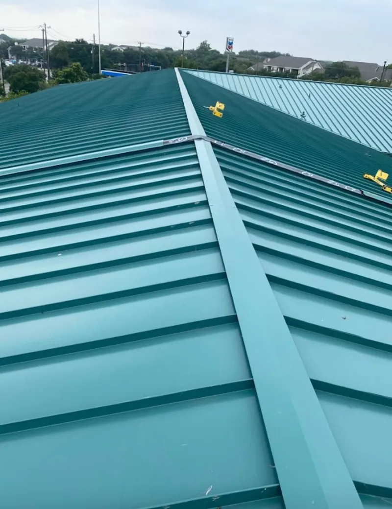 Green commercial metal roof ridge and valley for Metal Roof Repair in Ewa Gentry